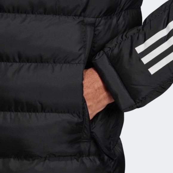 ADIDAS • Black Itavic 3 Stripe 2.0 Puffer Jacket - Picture 6 of 8